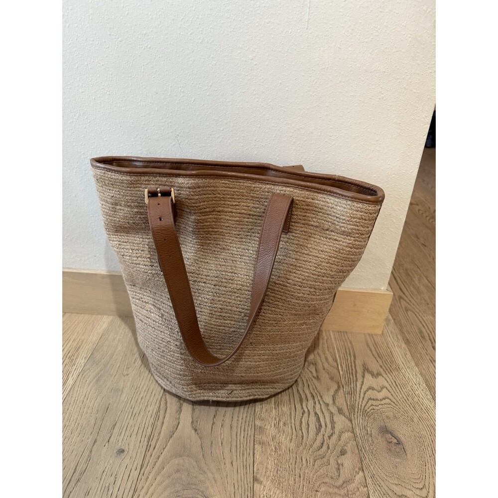 Whistles Woven Leather Tote Shoulder Bag Brown Tan Shopper Handbag Large